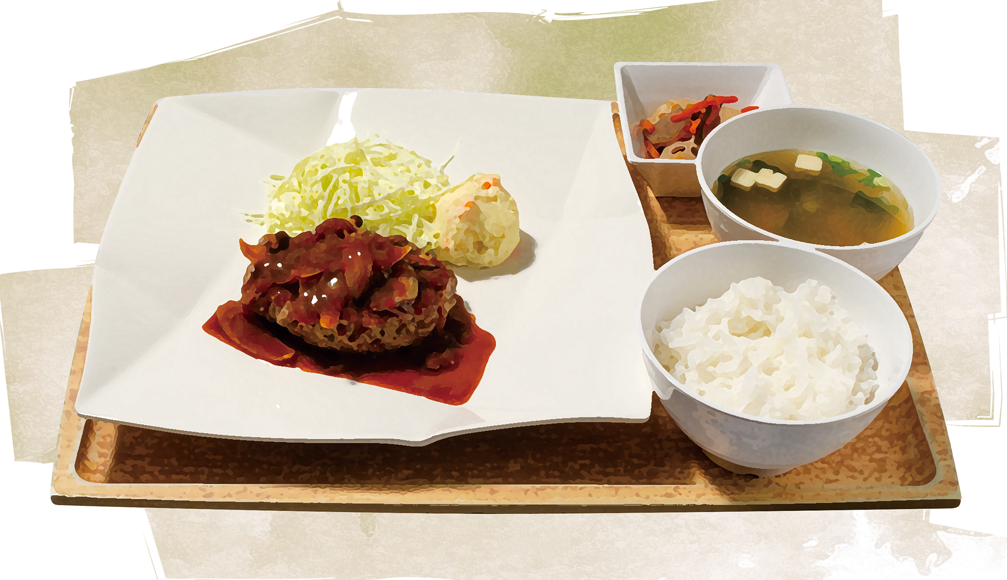 デミハンバーグランチ 黄金のバターチキンカレー